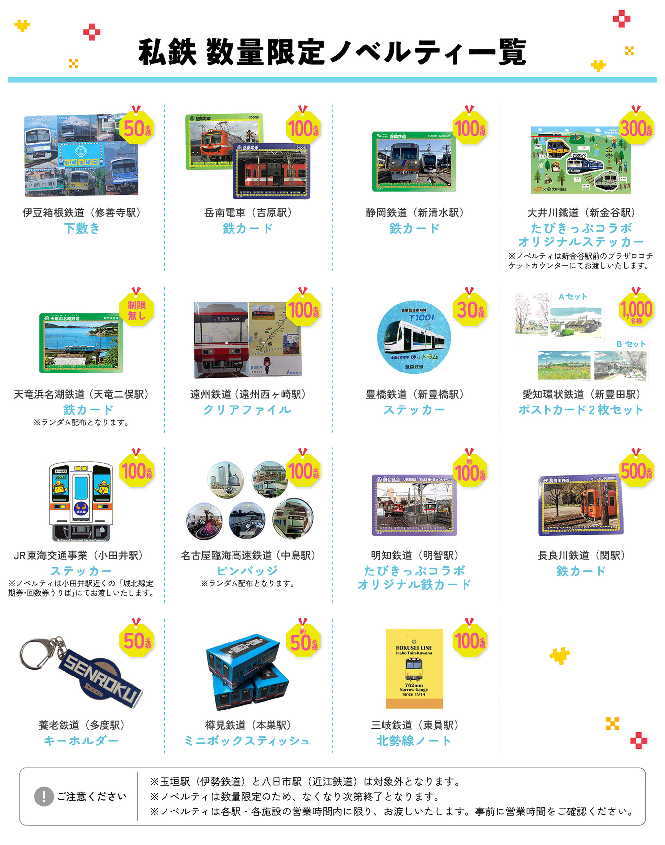 私鉄 数量限定ノベルティ一覧